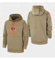 Mens Cincinnati Bengals Tan 2019 Salute to Service Sideline Therma Pullover Hoodie