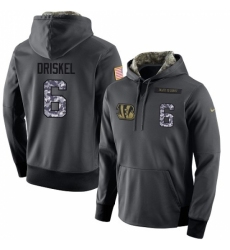 NFL Mens Nike Cincinnati Bengals 6 Jeff Driskel Stitched Black Anthracite Salute to Service Player Performance Hoodie