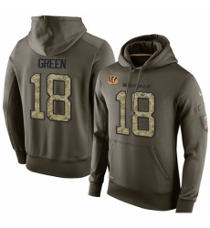 NFL Nike Cincinnati Bengals 18 AJ Green Green Salute To Service Mens Pullover Hoodie