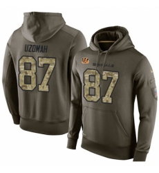 NFL Nike Cincinnati Bengals 87 CJ Uzomah Green Salute To Service Mens Pullover Hoodie