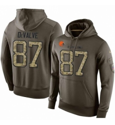 NFL Nike Cleveland Browns 87 Seth DeValve Green Salute To Service Mens Pullover Hoodie