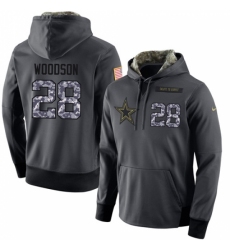 NFL Mens Nike Dallas Cowboys 28 Darren Woodson Stitched Black Anthracite Salute to Service Player Performance Hoodie