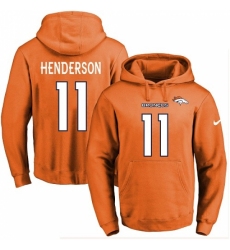 NFL Mens Nike Denver Broncos 11 Carlos Henderson Orange Name Number Pullover Hoodie