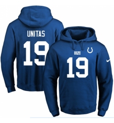 NFL Mens Nike Indianapolis Colts 19 Johnny Unitas Royal Blue Name Number Pullover Hoodie