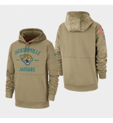 Mens Jacksonville Jaguars Tan 2019 Salute to Service Sideline Therma Pullover Hoodie