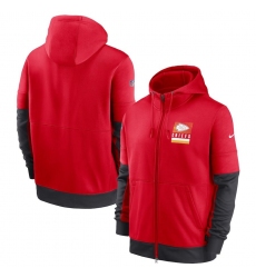 Men Kansas City Chiefs Nike Sideline Impact Lockup Performance Full Zip Hoodie Red