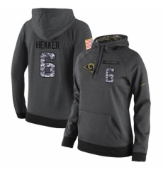 NFL Womens Nike Los Angeles Rams 6 Johnny Hekker Stitched Black Anthracite Salute to Service Player Performance Hoodie