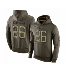 Football Mens Los Angeles Rams 26 Marqui Christian Green Salute To Service Pullover Hoodie