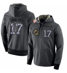 NFL Mens Nike Miami Dolphins 17 Ryan Tannehill Stitched Black Anthracite Salute to Service Player Performance Hoodie