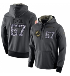 NFL Mens Nike Miami Dolphins 67 Laremy Tunsil Stitched Black Anthracite Salute to Service Player Performance Hoodie