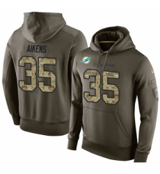 NFL Nike Miami Dolphins 35 Walt Aikens Green Salute To Service Mens Pullover Hoodie