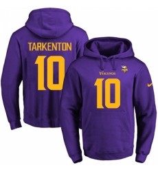 NFL Mens Nike Minnesota Vikings 10 Fran Tarkenton PurpleGold No Name Number Pullover Hoodie