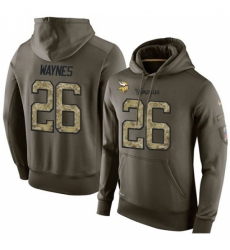 NFL Nike Minnesota Vikings 26 Trae Waynes Green Salute To Service Mens Pullover Hoodie