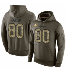 NFL Nike Minnesota Vikings 80 Cris Carter Green Salute To Service Mens Pullover Hoodie