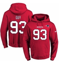 NFL Mens Nike New England Patriots 93 Lawrence Guy Red Name Number Pullover Hoodie