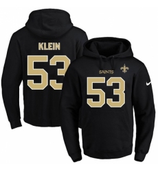 NFL Mens Nike New Orleans Saints 53 AJ Klein Black Name Number Pullover Hoodie