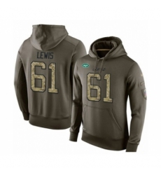 Football Mens New York Jets 61 Alex Lewis Green Salute To Service Pullover Hoodie