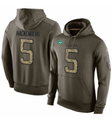 NFL Nike New York Jets 5 Christian Hackenberg Green Salute To Service Mens Pullover Hoodie