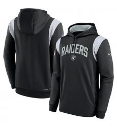 Men Las Vegas Raiders Black Sideline Stack Performance Pullover Hoodie 001