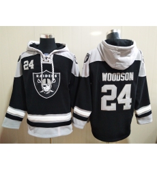 Men Los Angeles Raiders Charles Woodson 24 Black Stitched NFL Hoodie