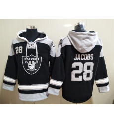 Men Los Angeles Raiders Josh Jacobs 28 Black Stitched NFL Hoodie