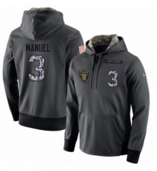 NFL Nike Oakland Raiders 3 E J Manuel Stitched Black Anthracite Salute to Service Player Performance Hoodie