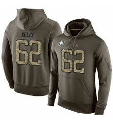 NFL Nike Philadelphia Eagles 62 Jason Kelce Green Salute To Service Mens Pullover Hoodie