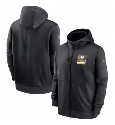 Men Pittsburgh Steelers New 2020 Nike Gray Black Fan Gear Mascot Performance Full Zip Hoodie