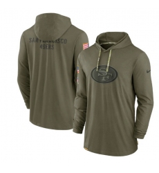 Men San Francisco 49ers 2022 Olive Salute To Service Tonal Pullover Hoodie