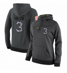 NFL Womens Nike Seattle Seahawks 3 Russell Wilson Stitched Black Anthracite Salute to Service Player Performance Hoodie