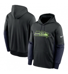 Men Seattle Seahawks Black Color Block Fleece Performance Pullover Hoodie