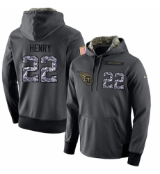 NFL Mens Nike Tennessee Titans 22 Derrick Henry Stitched Black Anthracite Salute to Service Player Performance Hoodie