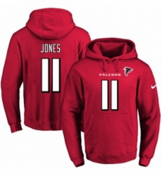 NFL Mens Nike Atlanta Falcons 11 Julio Jones Red Name Number Pullover Hoodie