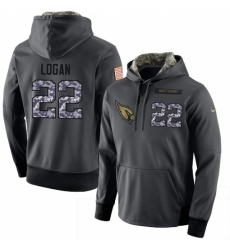 NFL Men Nike Arizona Cardinals 22 T J Logan Stitched Black Anthracite Salute to Service Player Performance Hoodie