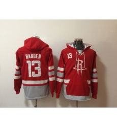 Men Houston Rockets 13 James Harden Red All Stitched Hoody