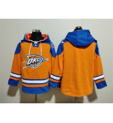 Men Oklahoma City Thunder Blank Orange Blue Lace Up Pullover Hoodie