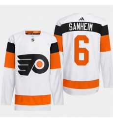 Men Philadelphia Flyers 6 Travis Sanheim White 2024 Stadium Series Stitched Jersey