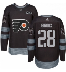 Mens Adidas Philadelphia Flyers 28 Claude Giroux Authentic Black 1917 2017 100th Anniversary NHL Jersey 