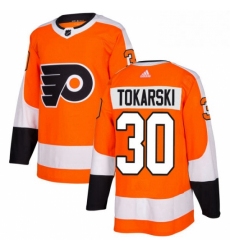 Mens Adidas Philadelphia Flyers 30 Dustin Tokarski Premier Orange Home NHL Jersey 