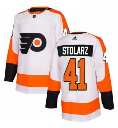 Mens Adidas Philadelphia Flyers 41 Anthony Stolarz Authentic White Away NHL Jersey 