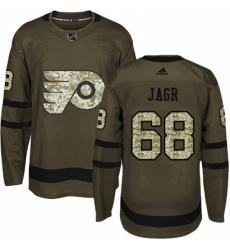 Mens Adidas Philadelphia Flyers 68 Jaromir Jagr Authentic Green Salute to Service NHL Jersey 