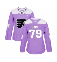 Women Philadelphia Flyers #79 Carter Hart Authentic Purple Fights Cancer Practice Hockey Jersey