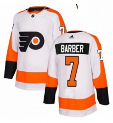 Womens Adidas Philadelphia Flyers 7 Bill Barber Authentic White Away NHL Jersey 