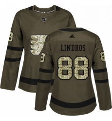 Womens Adidas Philadelphia Flyers 88 Eric Lindros Authentic Green Salute to Service NHL Jersey 