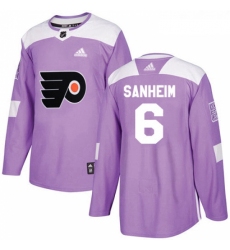 Youth Adidas Philadelphia Flyers 6 Travis Sanheim Authentic Purple Fights Cancer Practice NHL Jersey 