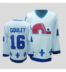 Nordiques #16 Michel Goulet Stitched CCM Throwback white NHL Jersey