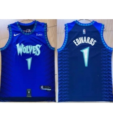 Men Minnesota Timberwolves 1 Anthony Edwards 75th Anniversary 2021 2022 City Edition NBA Jersey