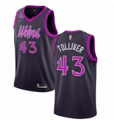 Mens Nike Minnesota Timberwolves 43 Anthony Tolliver Swingman Purple NBA Jersey City Edition 