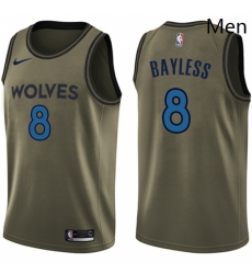 Mens Nike Minnesota Timberwolves 8 Jerryd Bayless Swingman Green Salute to Service NBA Jersey 