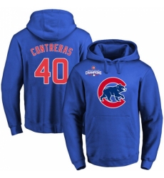 MLB Men Chicago Cubs 40 Willson Contreras Royal Team Color Primary Logo Pullover Hoodie